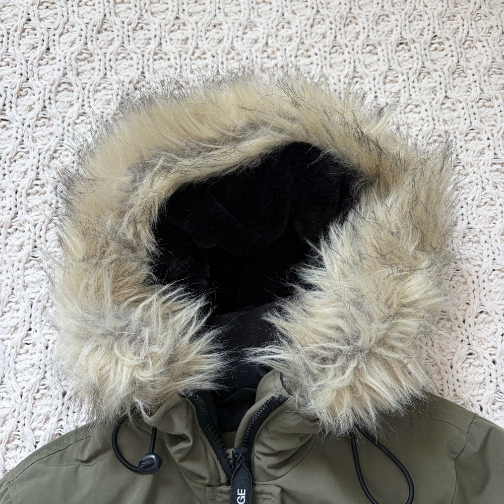 Garage Women’s Winter Coat - Army Green with Faux Fur Hood - Size Small - Picture 12 of 16